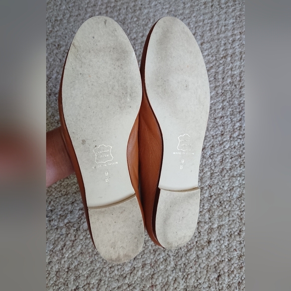 French Sole FS/NY Jigsaw orange Brown Scalloped Leather Flats size 9B - Picture 5 of 16